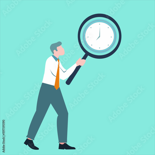 punctuality, A man is using a magnifying glass to examine his watch.