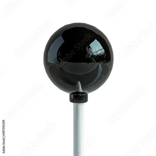 A large black lollipop on a white stick isolated on a transparent background  A delicious sweet treat perfect for 3D rendering or graphic design projects photo