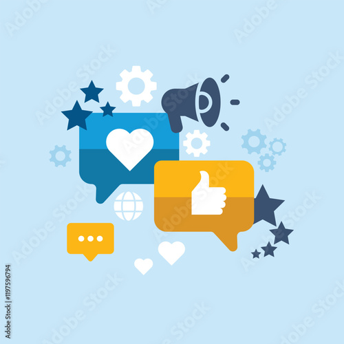 User Experience icon. Sign for mobile concept and web design. Сustomer satisfaction icon. 5 stars reputation icon with thumb up. Quality review with feedback template. Customer reputation concept