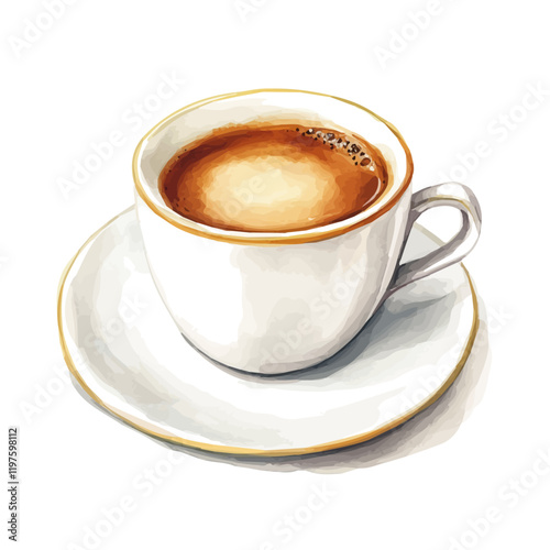 A watercolor of a ristretto coffee, isolated on a white background. Ristretto vector.
