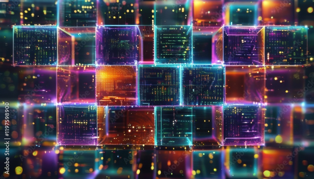 Fototapeta premium inside AI Digital Matrix with Glowing Codes Background