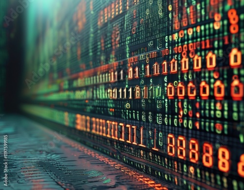 inside AI Digital Matrix with Glowing Codes  Background