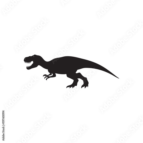 Silhouette of a fierce dinosaur, conveying a sense of power and mystery.