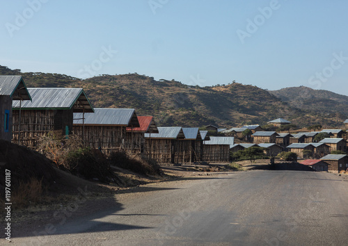 New houses built along the road, Amhara Region, Lalibela, Ethiopia photo