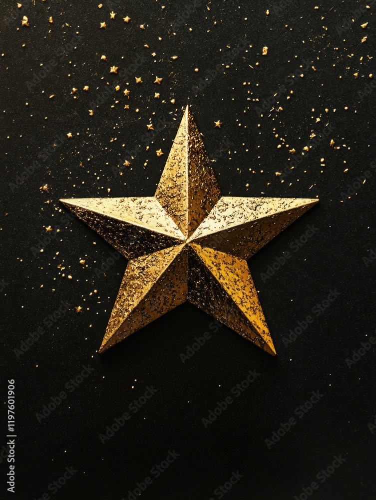 Gold Star on Black Surface Gold Star on Black Surface