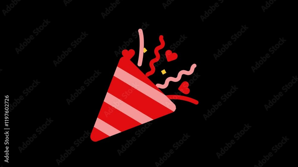 Party popper animation, celebration, claps and confetti, Animated colorful confetti explosion isolated on transparent background
