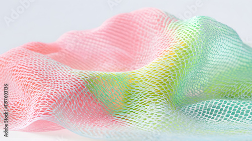 Fototapeta Naklejka Na Ścianę i Meble -  A 3D lattice of glowing, transparent materials arranged in a spiraling design, capturing the essence of futuristic abstraction 