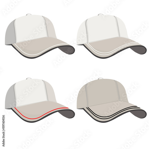 set of four sports caps without background