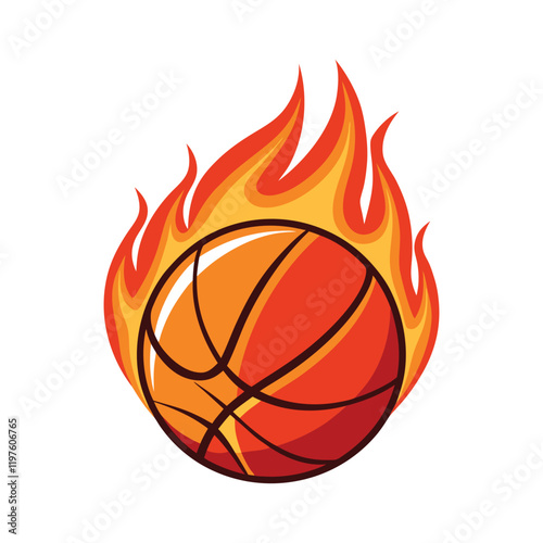 fire basketball vector, vector and illustration, vector style