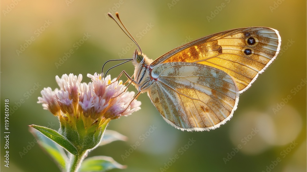 Butterfly on flower with vivid colors and blurred bokeh background Butterfly on flower with vivid colors and blurred bokeh background