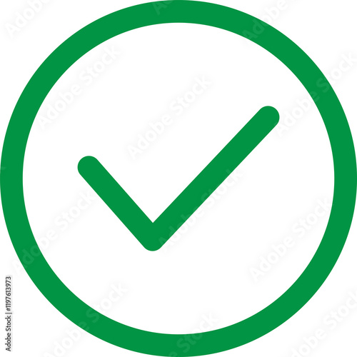 Simple green check mark in circle, isolated tick symbols, checklist signs, and approval badge. Flat and modern checkmark design, vector illustration.