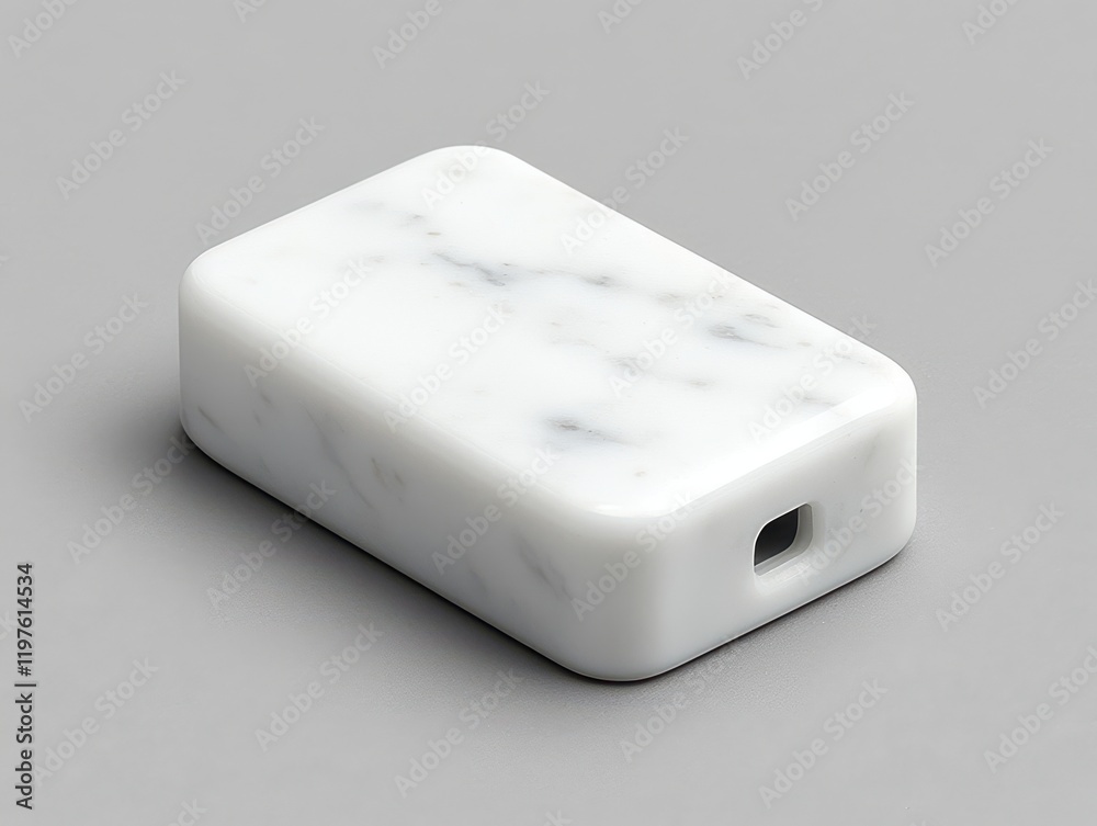 Elegant White Marble Stone Object with Smooth Surface and Cutout Elegant White Marble Stone Object with Smooth Surface and Cutout