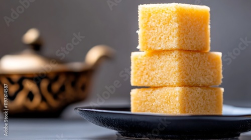 Middle Eastern semolina cake Basbousa also known as Namoora or Hareesa a popular dessert photo