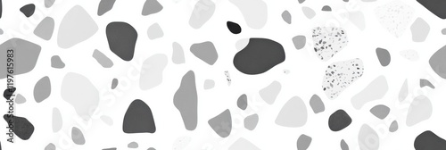 Wallpaper Mural Monochromatic terrazzo pattern with varied geometric shapes in black and white Torontodigital.ca