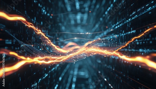 AI Data Stream Tunnel in Cyberspace  