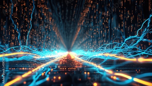 AI Data Stream Tunnel in Cyberspace  