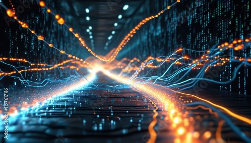 AI Data Stream Tunnel in Cyberspace  