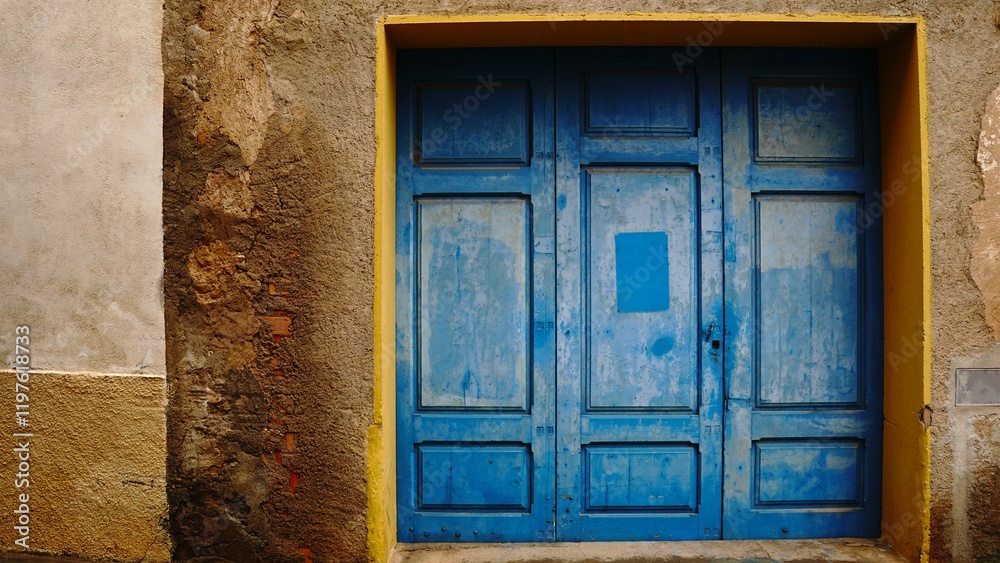 blue wooden door in rural urban facade blue wooden door in rural urban facade