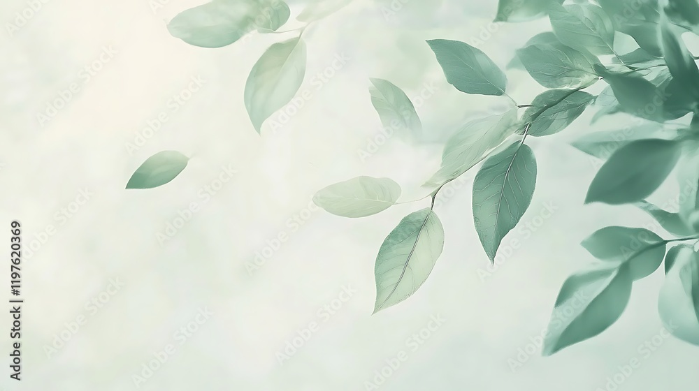 Serene Green Leaves: A Soft, Dreamy Botanical Print Serene Green Leaves: A Soft, Dreamy Botanical Print