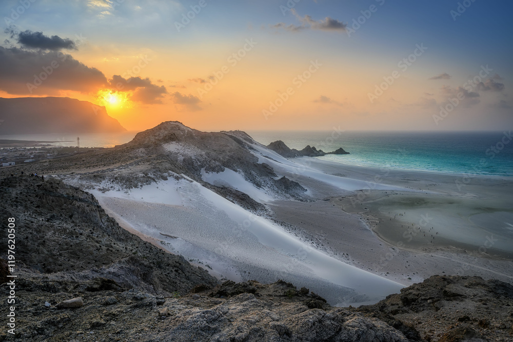 Detwah lagoon on island Socotra in Yemen at sunset Detwah lagoon on island Socotra in Yemen at sunset