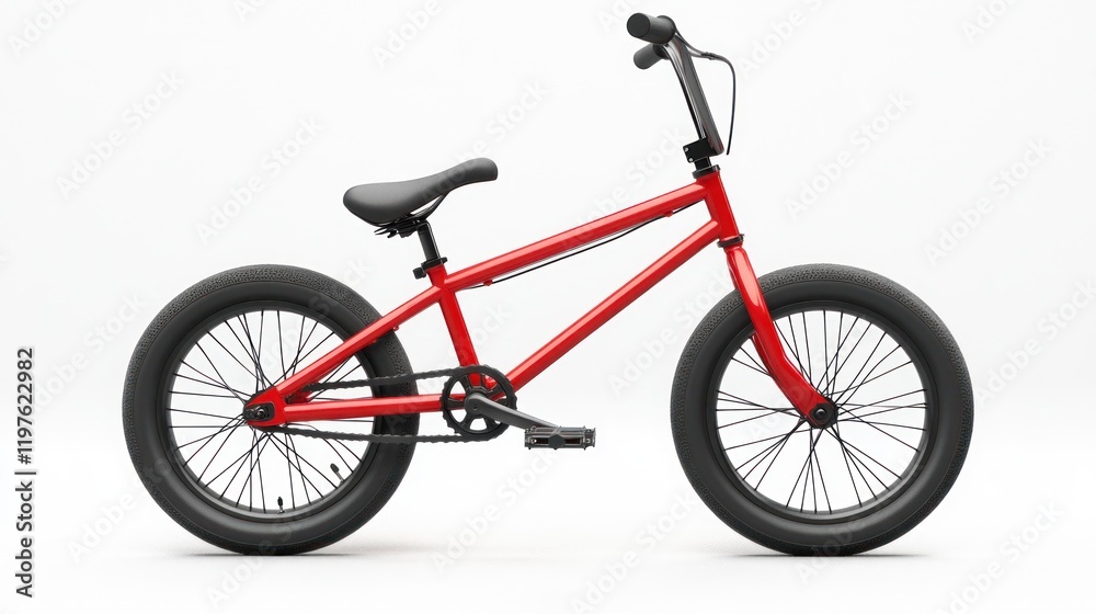 Red BMX bike, side view, isolated on white background. Red BMX bike, side view, isolated on white background.