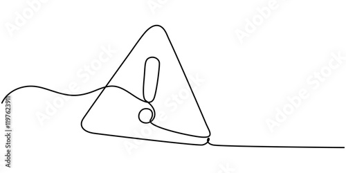 Continuous Line Drawing of Fraud and Scams Icon. Hand Drawn Symbol Vector Illustration, Notification Icon Continuous Line Art Illustration, Dangerous sign line continuous drawing vector. Single line.