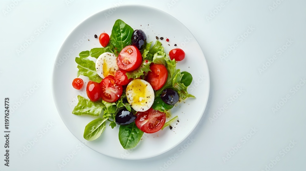 Fresh Salad with Tomatoes Olives and Egg Fresh Salad with Tomatoes Olives and Egg