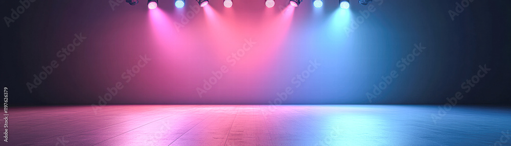 Obraz premium Theatrical lighting setup stage indoor wide angle creative design