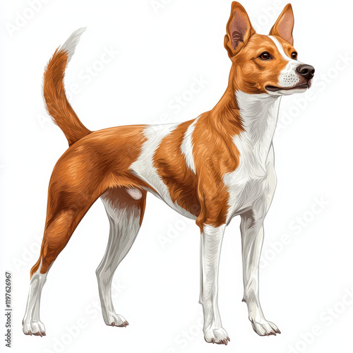 Basenji dog standing proudly with sleek coat and alert expression photo