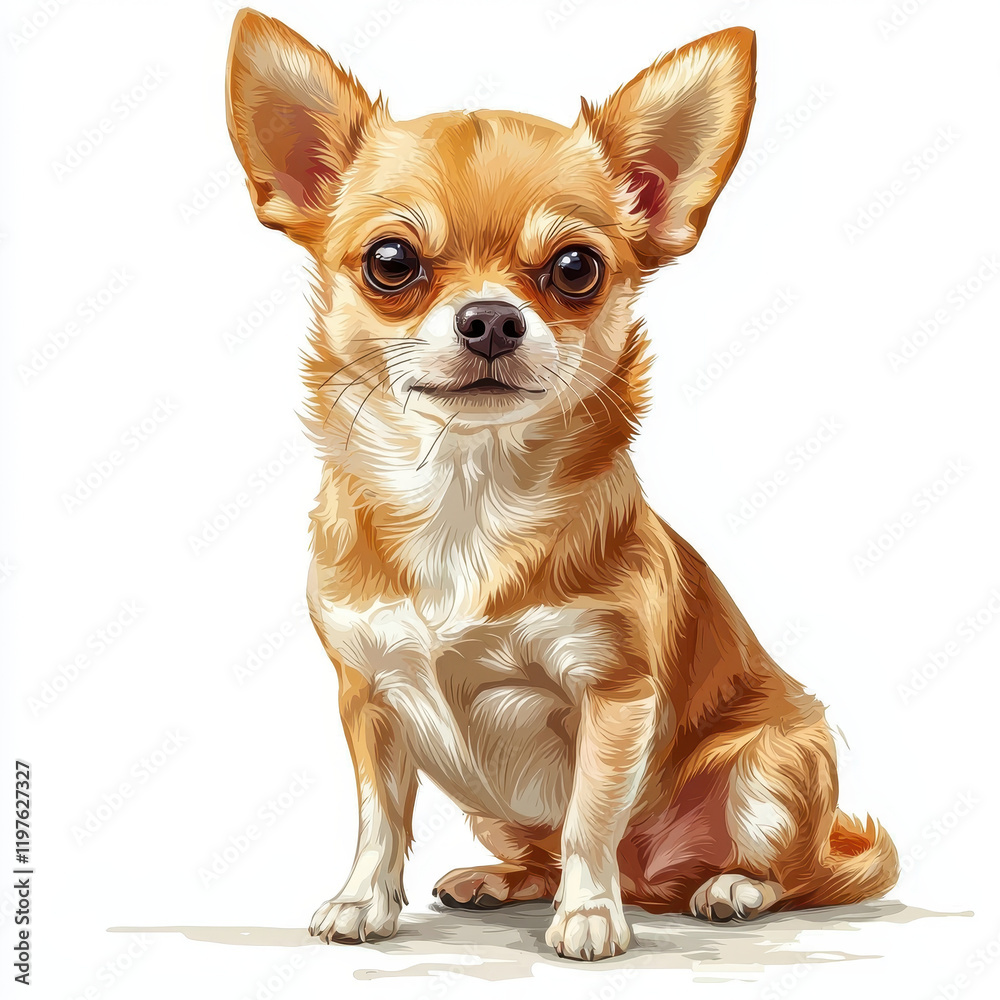 Obraz premium Charming Chihuahua illustration with expressive eyes and fluffy fur