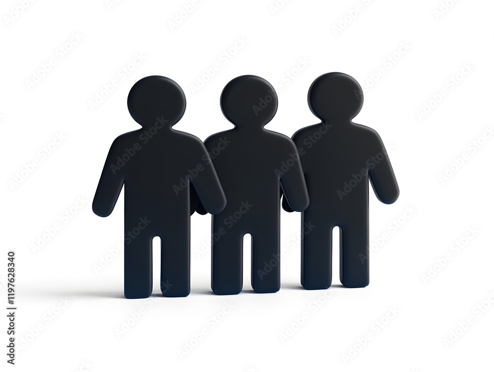 Three Simple Black Figures Standing Together Three Simple Black Figures Standing Together