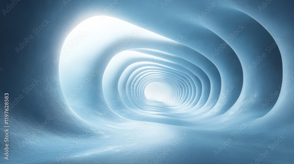 Fototapeta premium A blue tunnel with a light shining through it