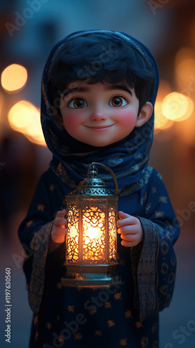 A Cheerful Child Holding A ...