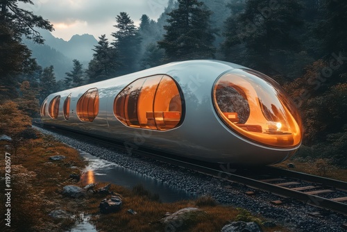 Wallpaper Mural Futuristic Train in a Serene Natural Landscape Torontodigital.ca