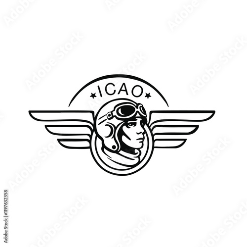 linear monochrome icon aviators ICAO lines vector simple photo