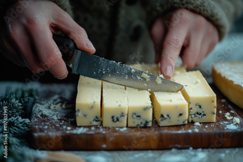Person Cutting Cheese