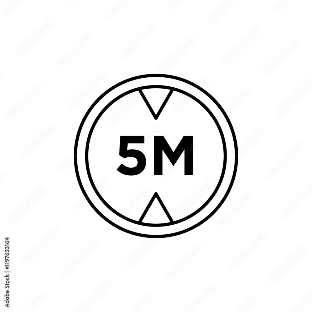 5 meter sign in yellow color 5 meter sign in yellow color