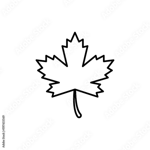 Autumn leaf canadian icon in liner stroke style