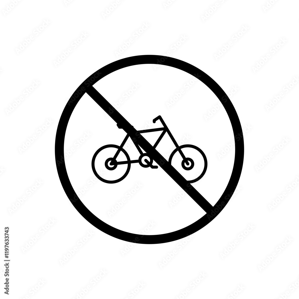 Bicycle prohibition sign in yellow color Bicycle prohibition sign in yellow color