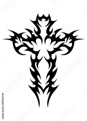 Cross tribal tattoo design, neo tribal tattoo gothic style, gothic cross design