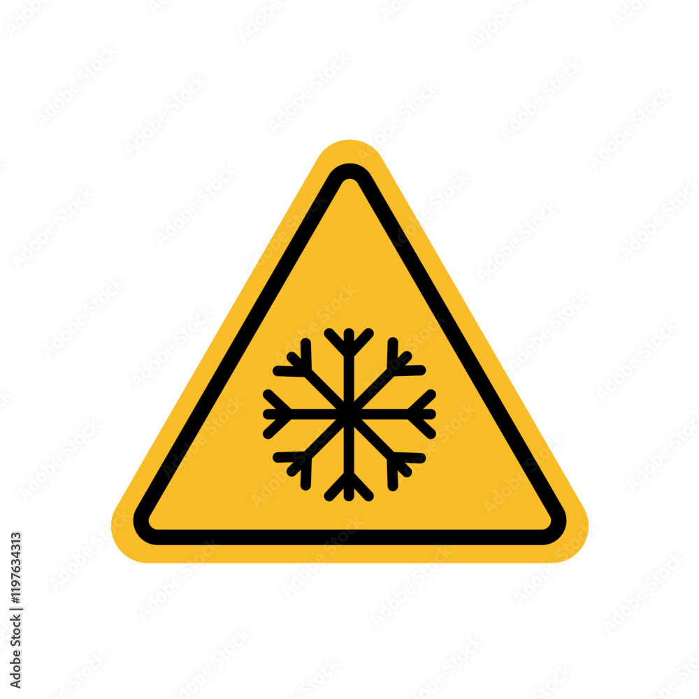 Cold warning sign in yellow color Cold warning sign in yellow color