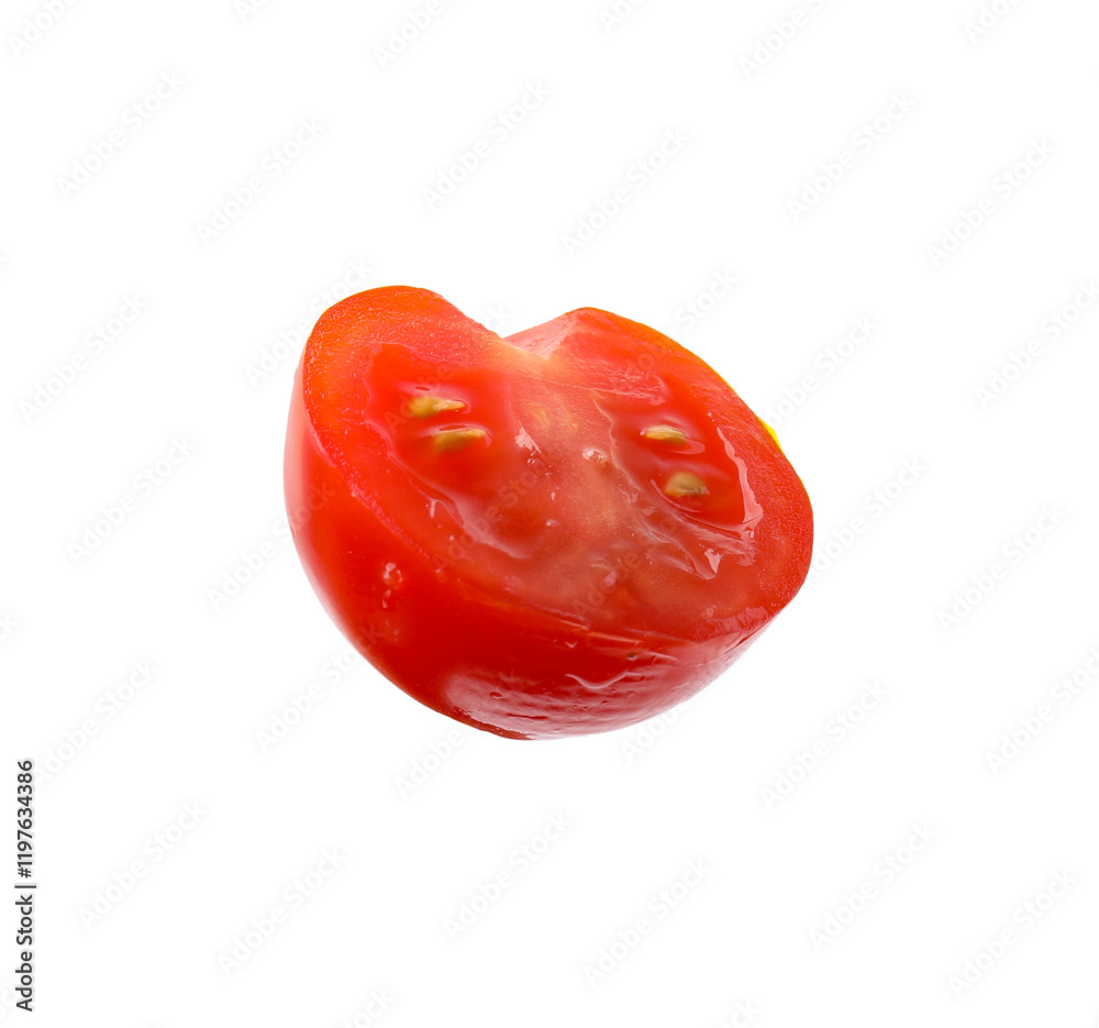 Half of cherry tomato isolated on white Half of cherry tomato isolated on white