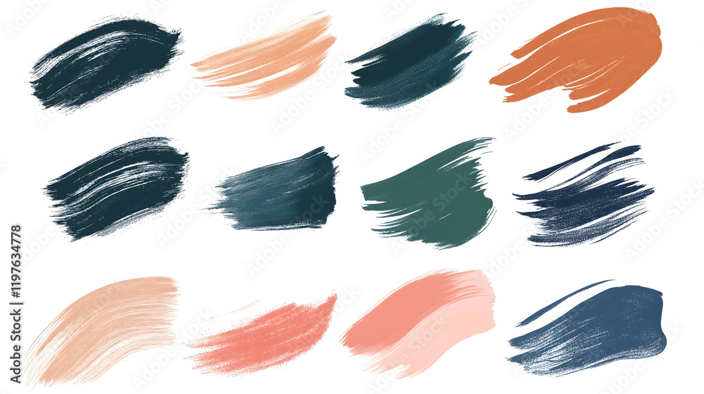 Fototapeta premium collection of colorful brushstrokes of paint isolated png transparent background