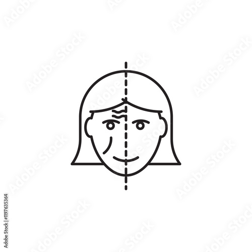 Facelifting procedure icon in liner stroke style