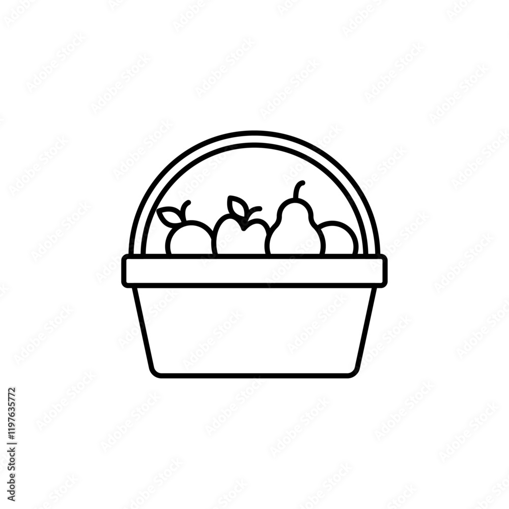 Fruit basket icon in liner stroke style Fruit basket icon in liner stroke style