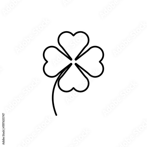 Four leaf clover icon in liner stroke style