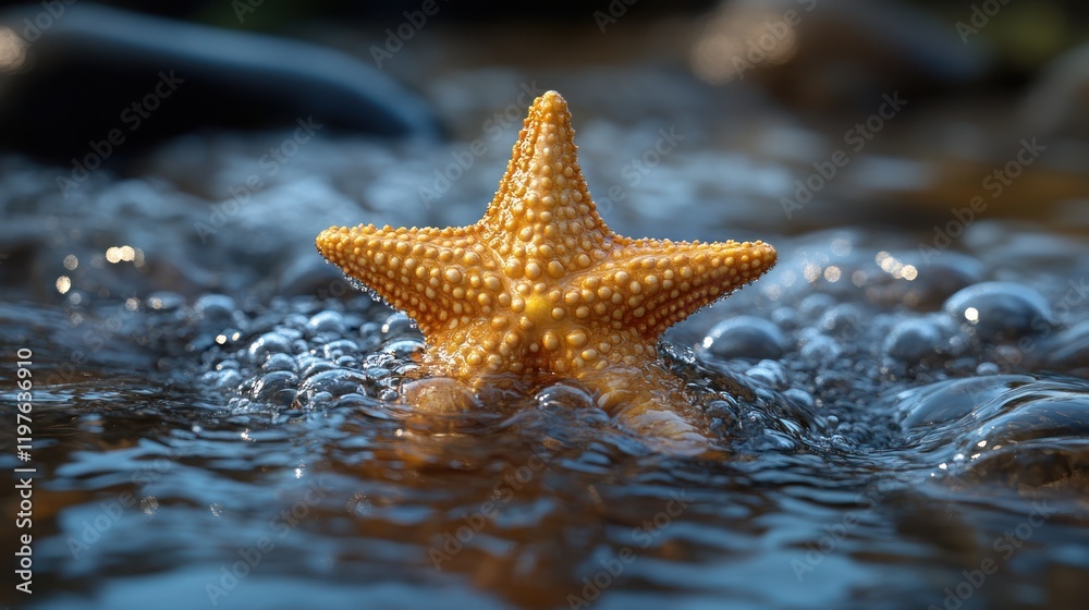 Starfish in a Stream: A Serene Coastal Scene Starfish in a Stream: A Serene Coastal Scene