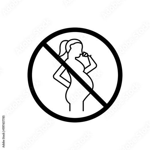 No alcohol during pregnancy period sign vector in black colors