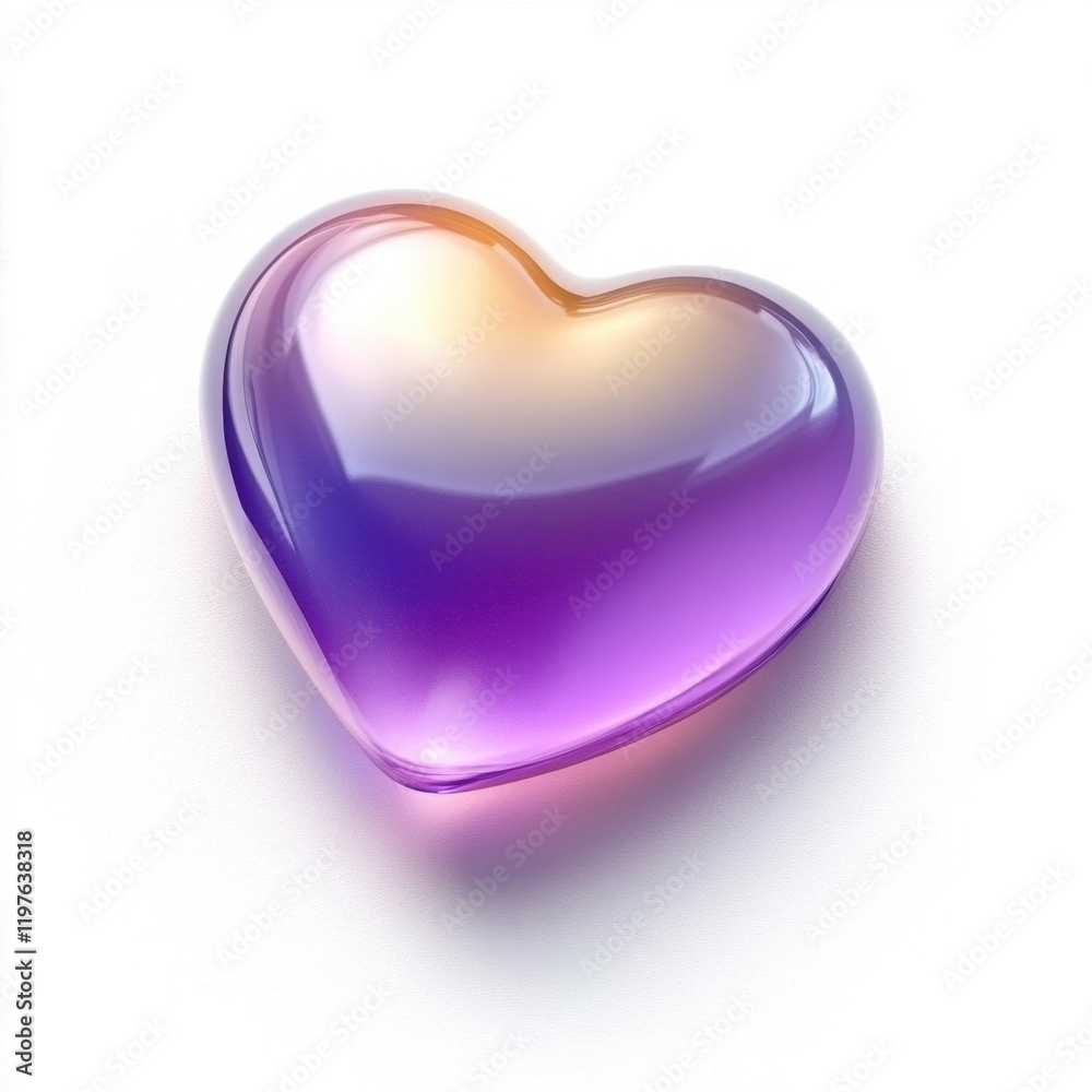 Glossy purple heart-shaped object on a white background Glossy purple heart-shaped object on a white background