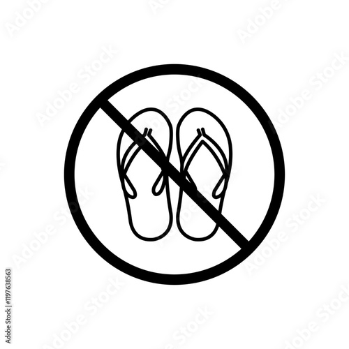 No sandals sign vector in black colors